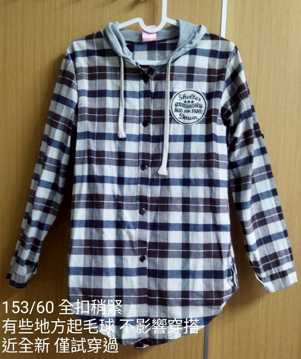 【現貨】名模天后 格子襯衫 連帽格子襯衫 復古新款韓版學生寬鬆外套 格紋 上衣 女格紋連帽襯衫 B_250428_109