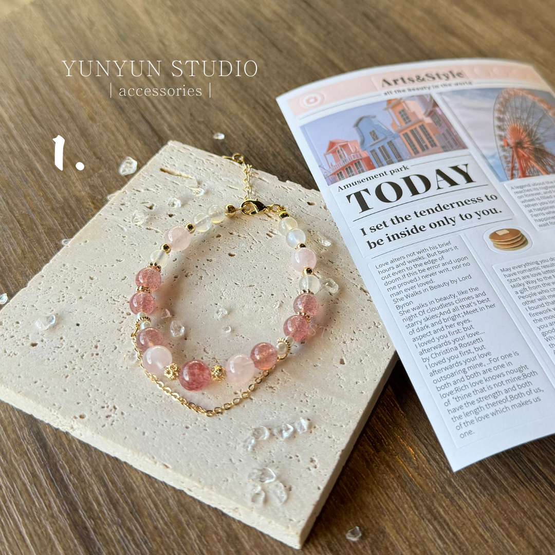 手鍊-藍月光、粉晶、草莓晶手鍊