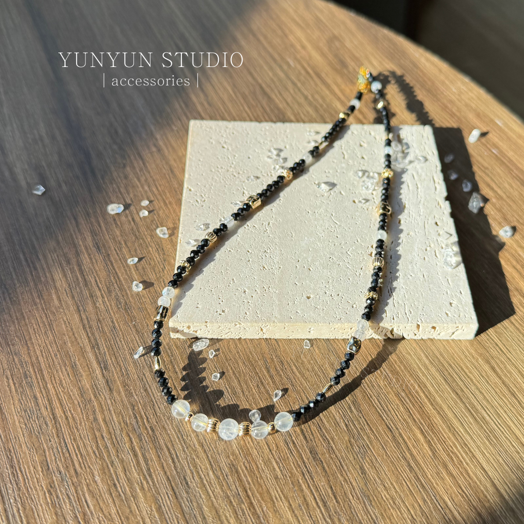 項鍊-藍月光、黑碧璽鑽切‧₊˚🤍 * ⋆𓈒