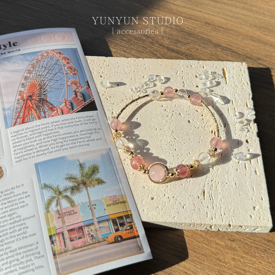 手鍊-草莓晶、粉晶、白水晶🐰🌷