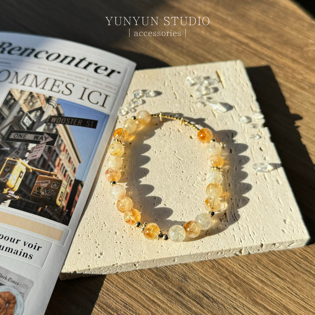 蜂蜜奶蓋黃水晶手鍊₊⁺