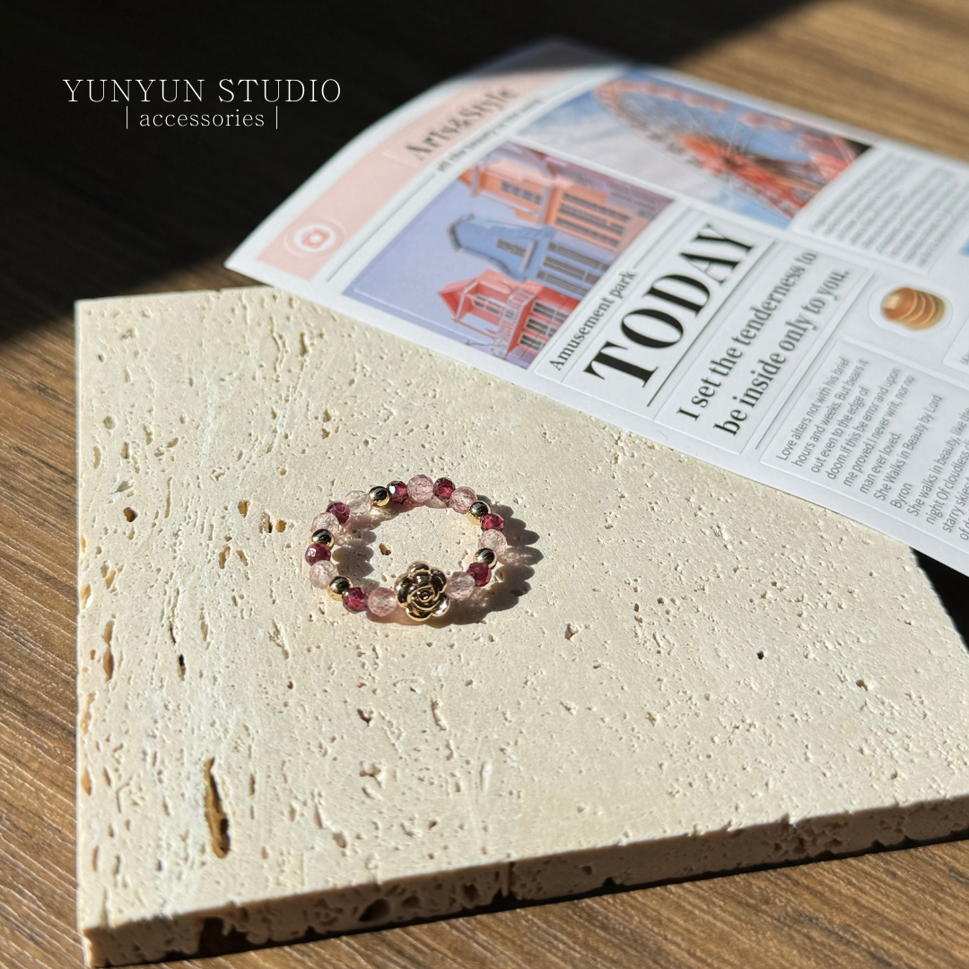 戒指-草莓晶、紫牙烏鑽切ฅ՞• •՞ฅ