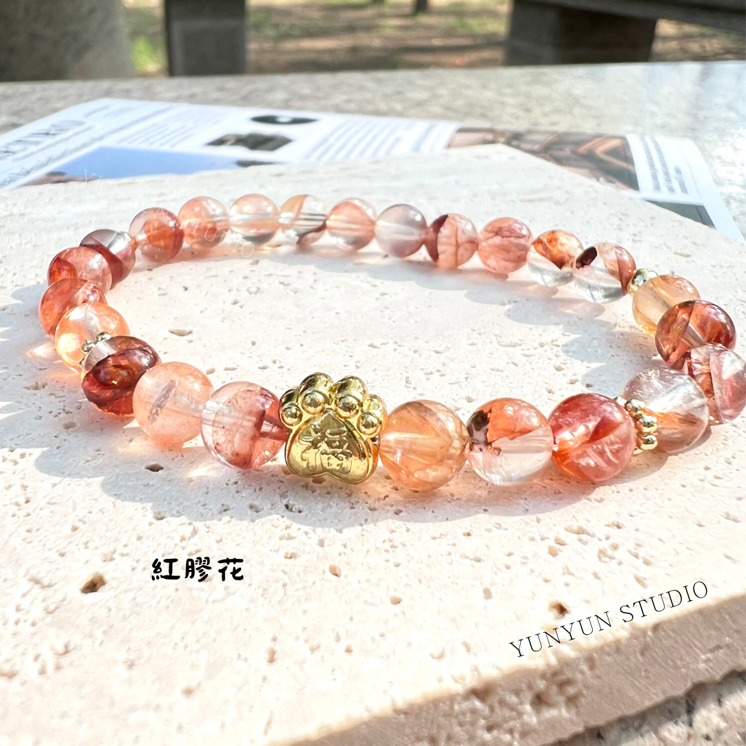 紅膠花手鍊ฅ՞• •՞ฅ