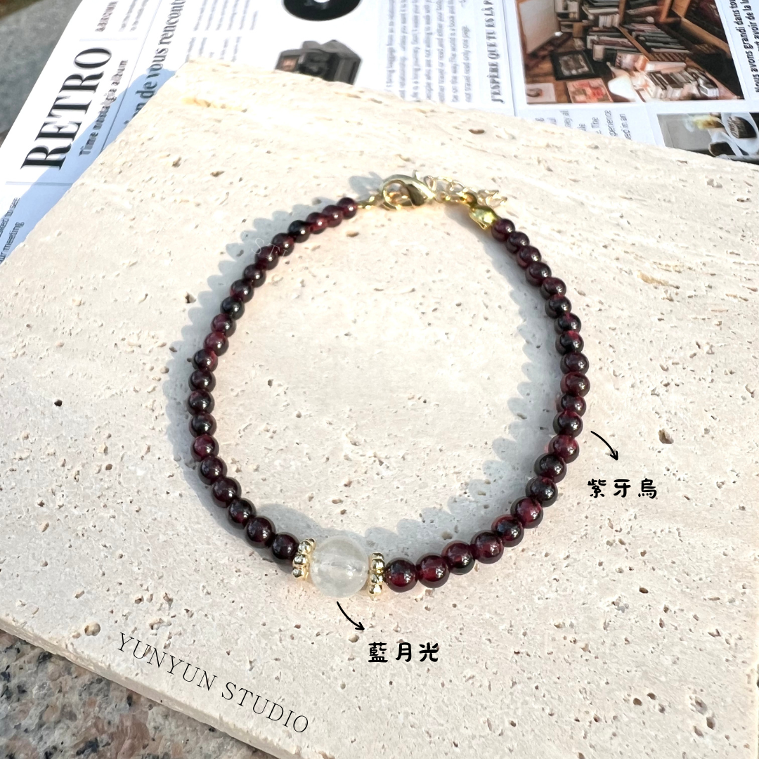 扣式手鍊-藍月光、紫牙烏ฅ՞• •՞ฅ