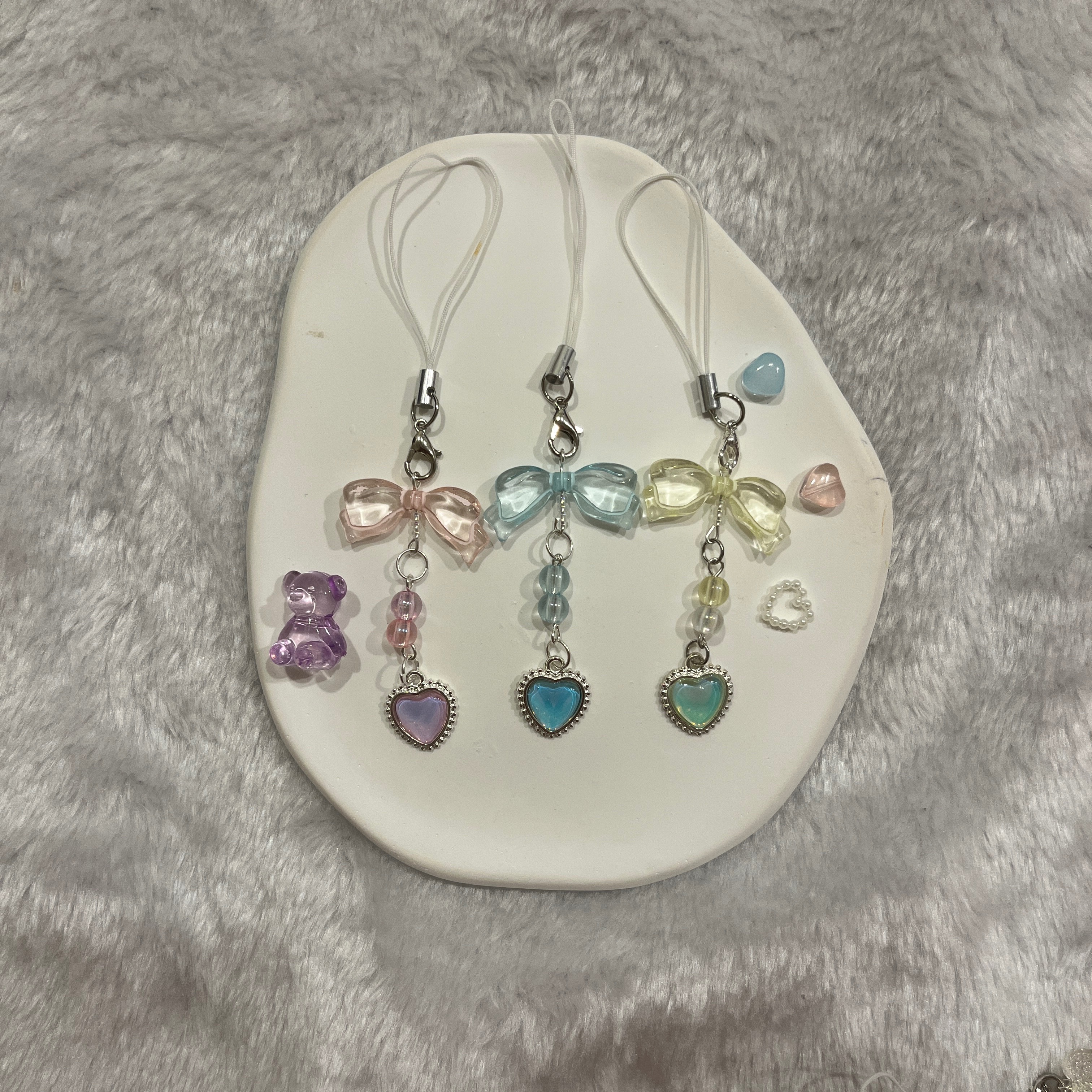 彩虹蝶結愛心吊飾組