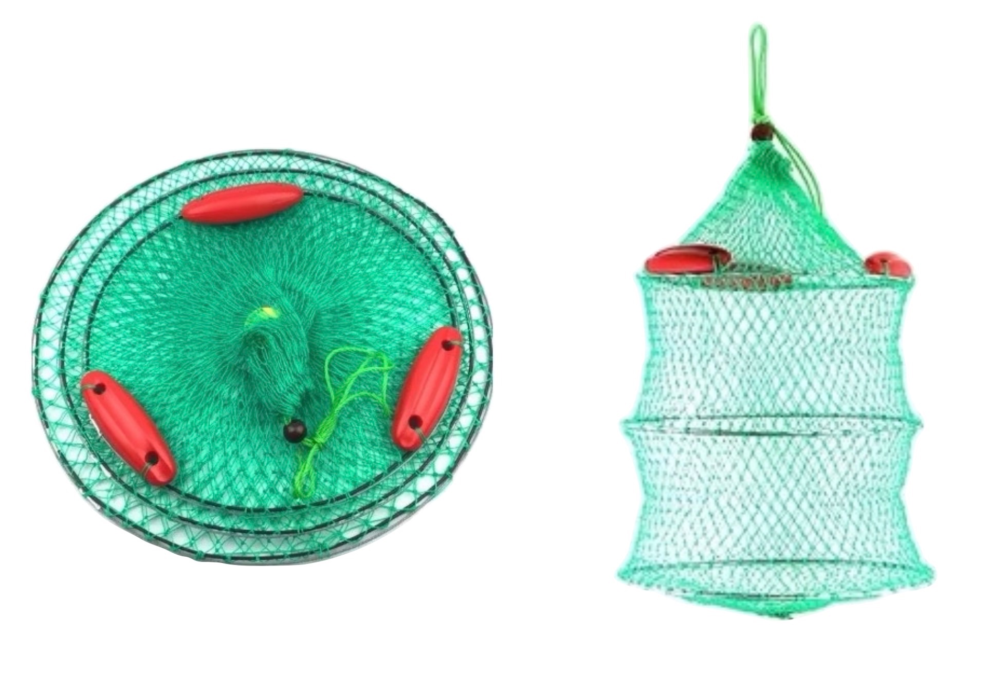 33.釣魚用具 浮球活魚網 浮球養魚網 魚網 3顆浮球 三圈鋼絲