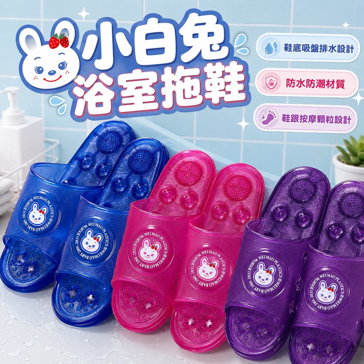 556 小白兔浴室拖