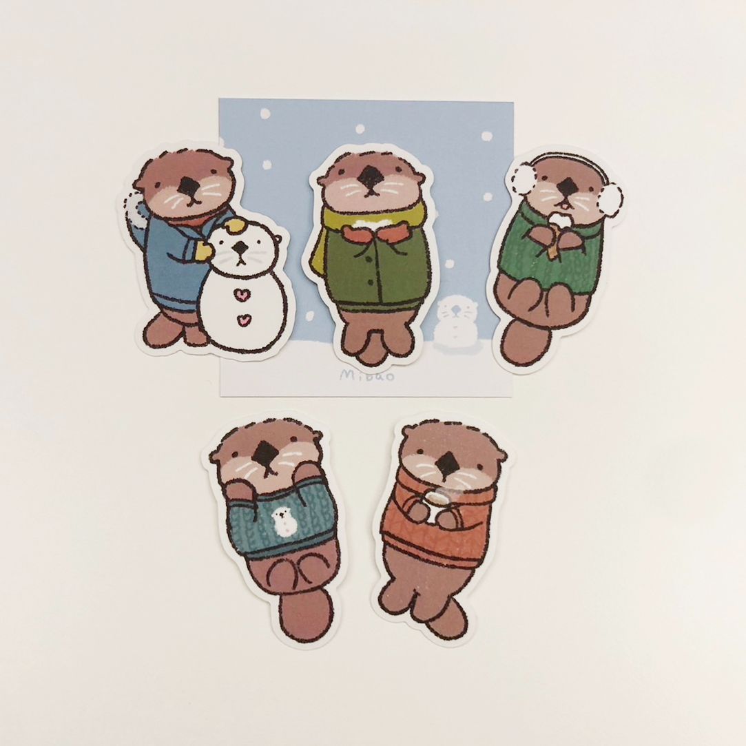 海獺咪寶🦦 防水貼紙 冬季服裝系列