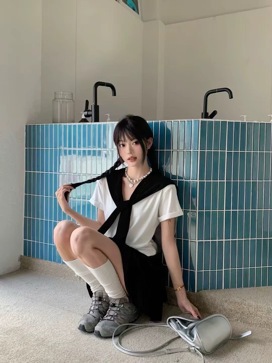 學院披肩蛋糕裙三件套