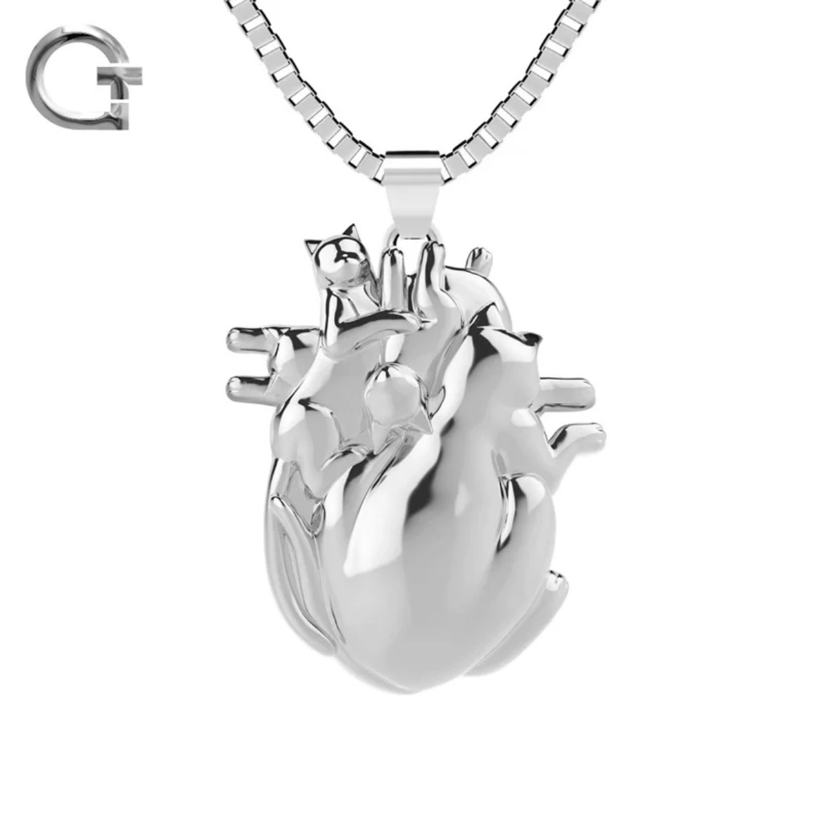 「四隻貓貓組成一顆心臟🫀」設計師款 長項鍊（可碰水）