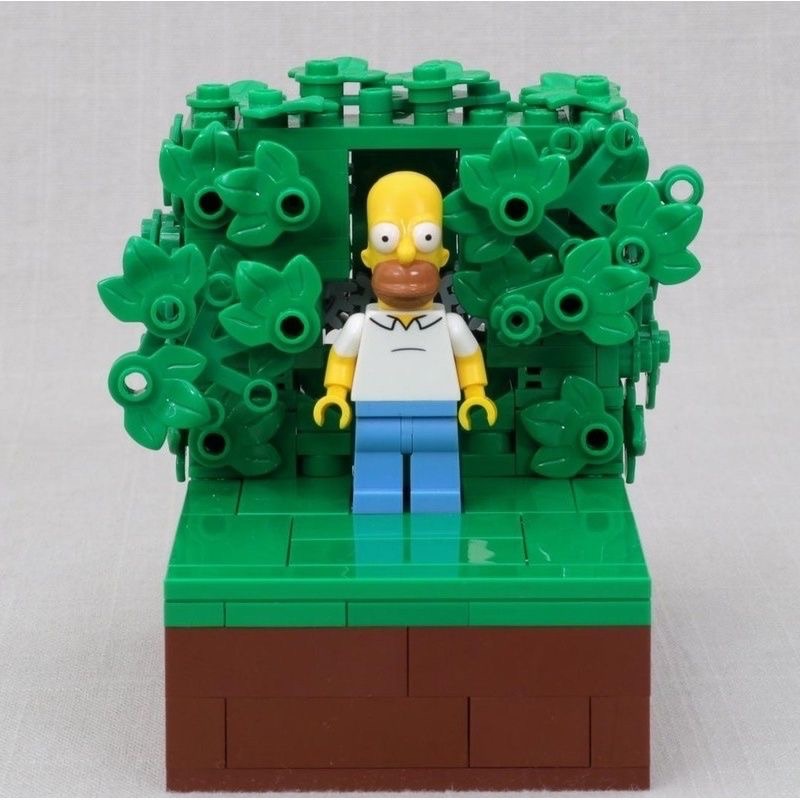 限量～可轉動機關！辛普森沒入草叢 樂高積木
