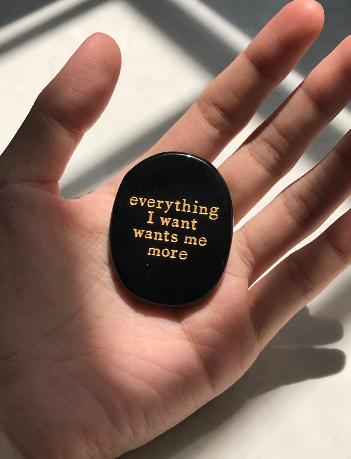 「我想要 我得到」能量黑曜石 掌心石