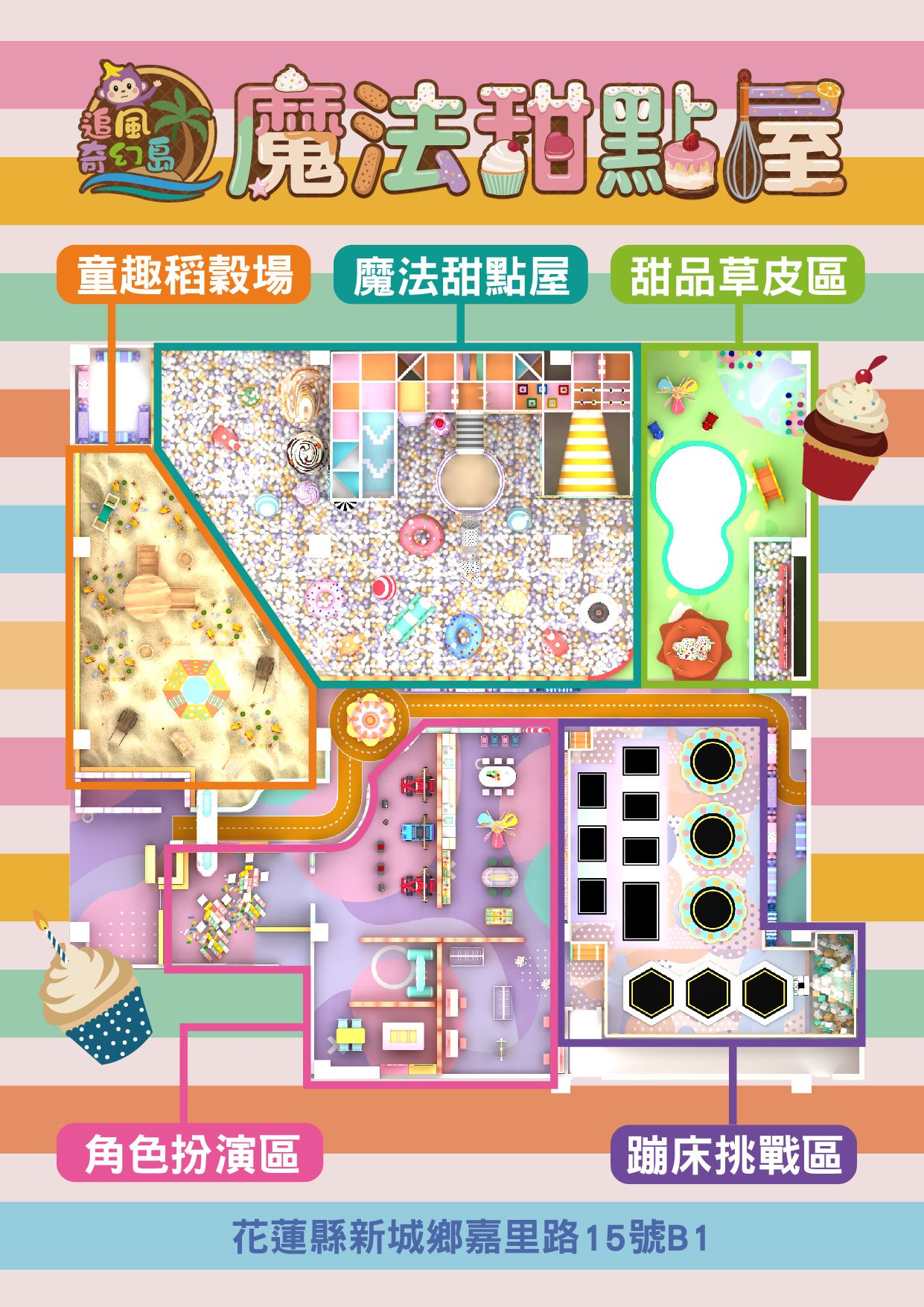 🌸奇幻島家樂福花蓮旗艦店【魔法甜點屋】一大一小199