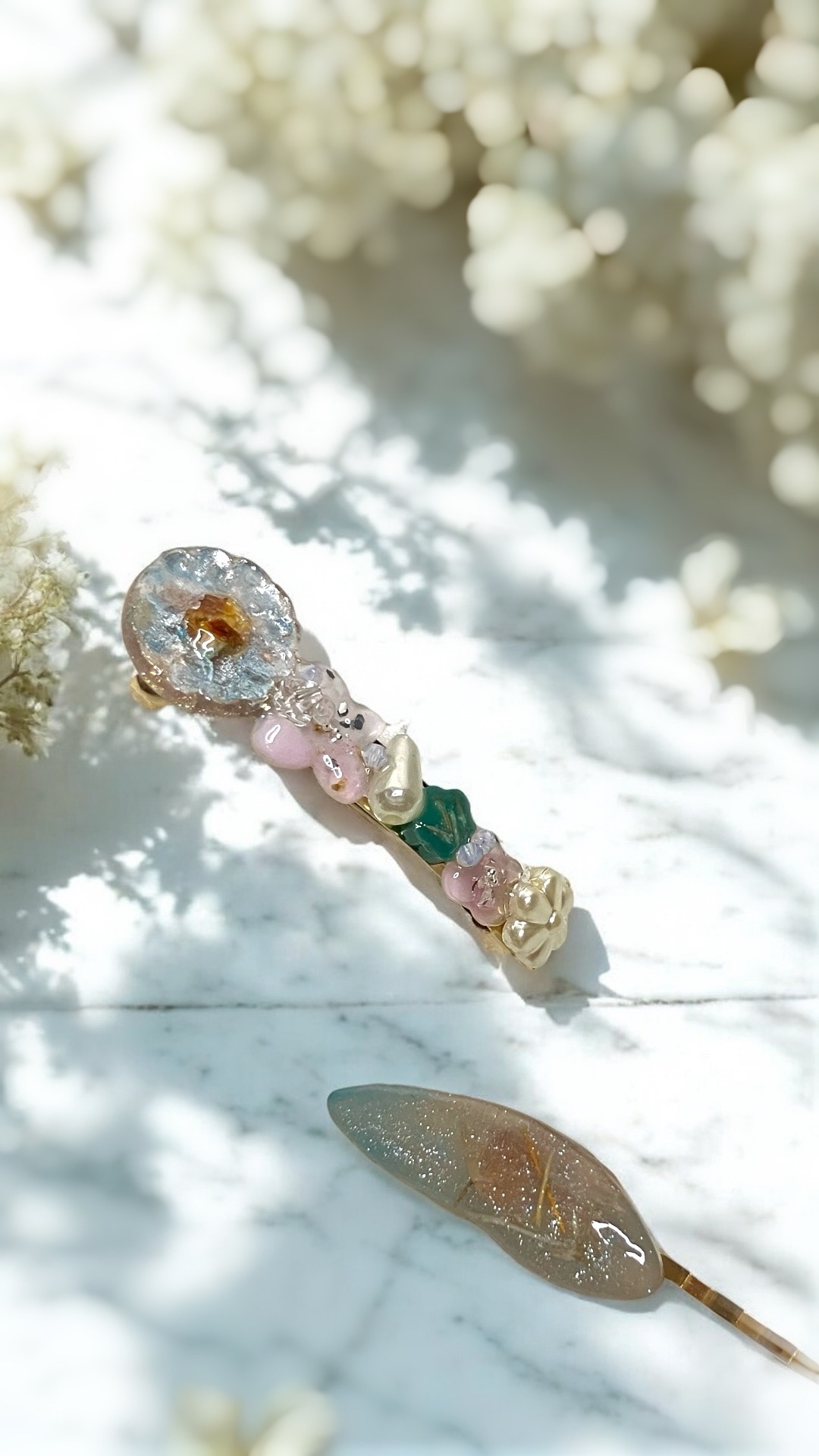 手作髮夾｜光映系列· ⋆.使用珠光水彩為媒材，打造不同色澤