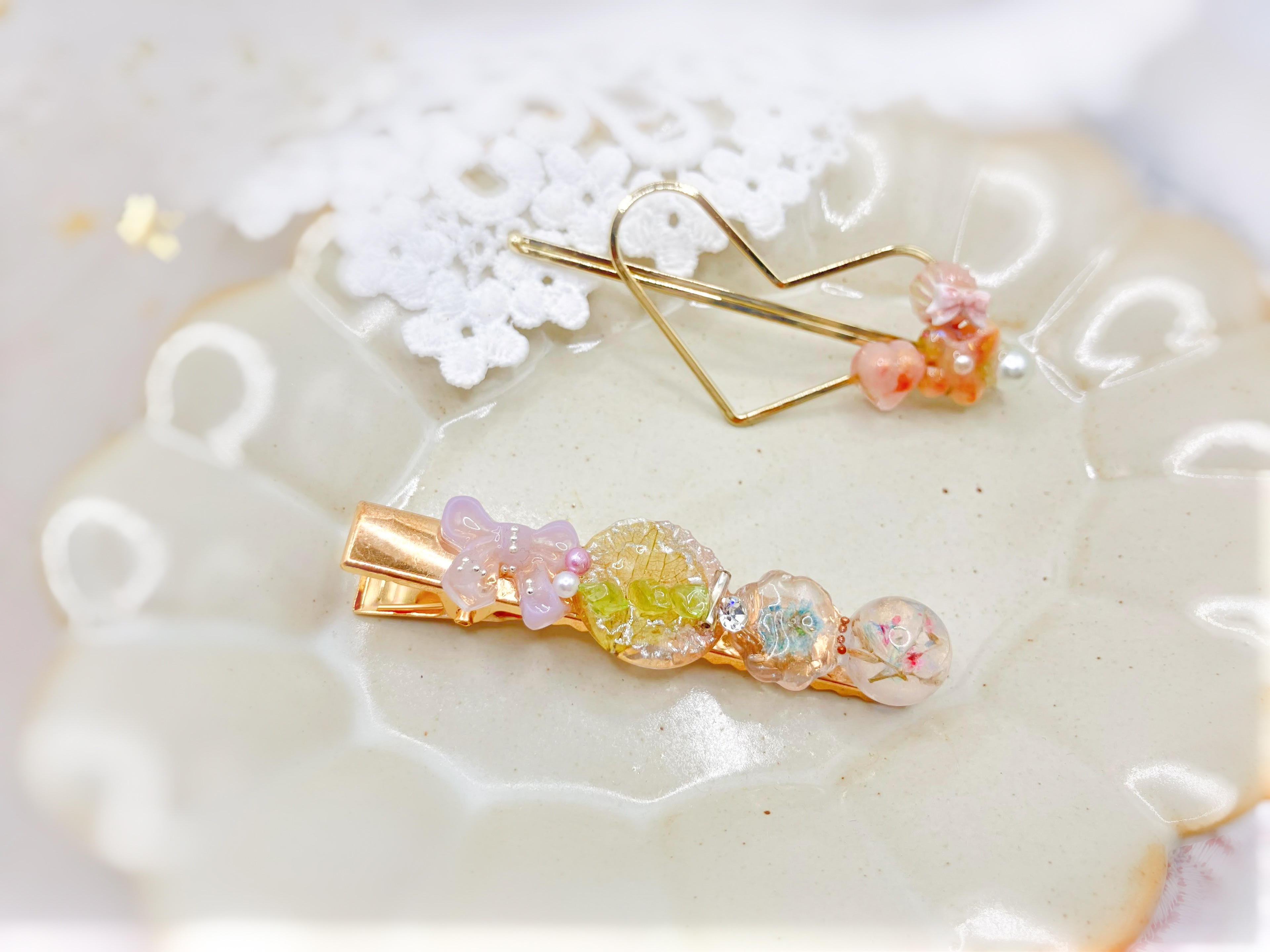 手作髮夾、髮圈｜朝露和風系列𓂃꙳⋆