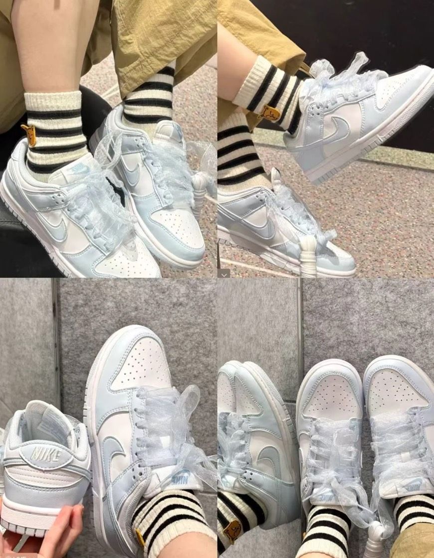 國外限定 DUNK LOW 冰川藍 緞帶鞋帶 女生