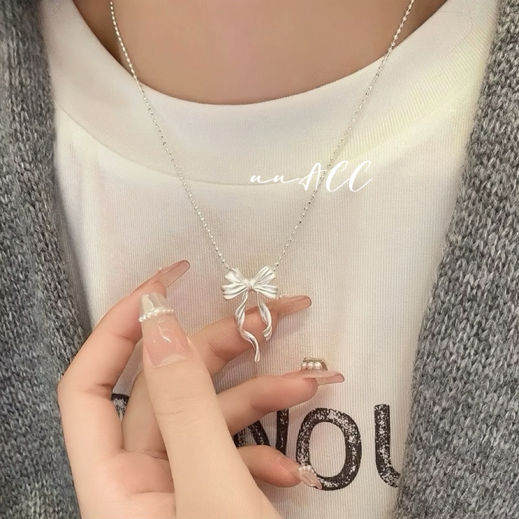 S925啞光蝴蝶結項鍊