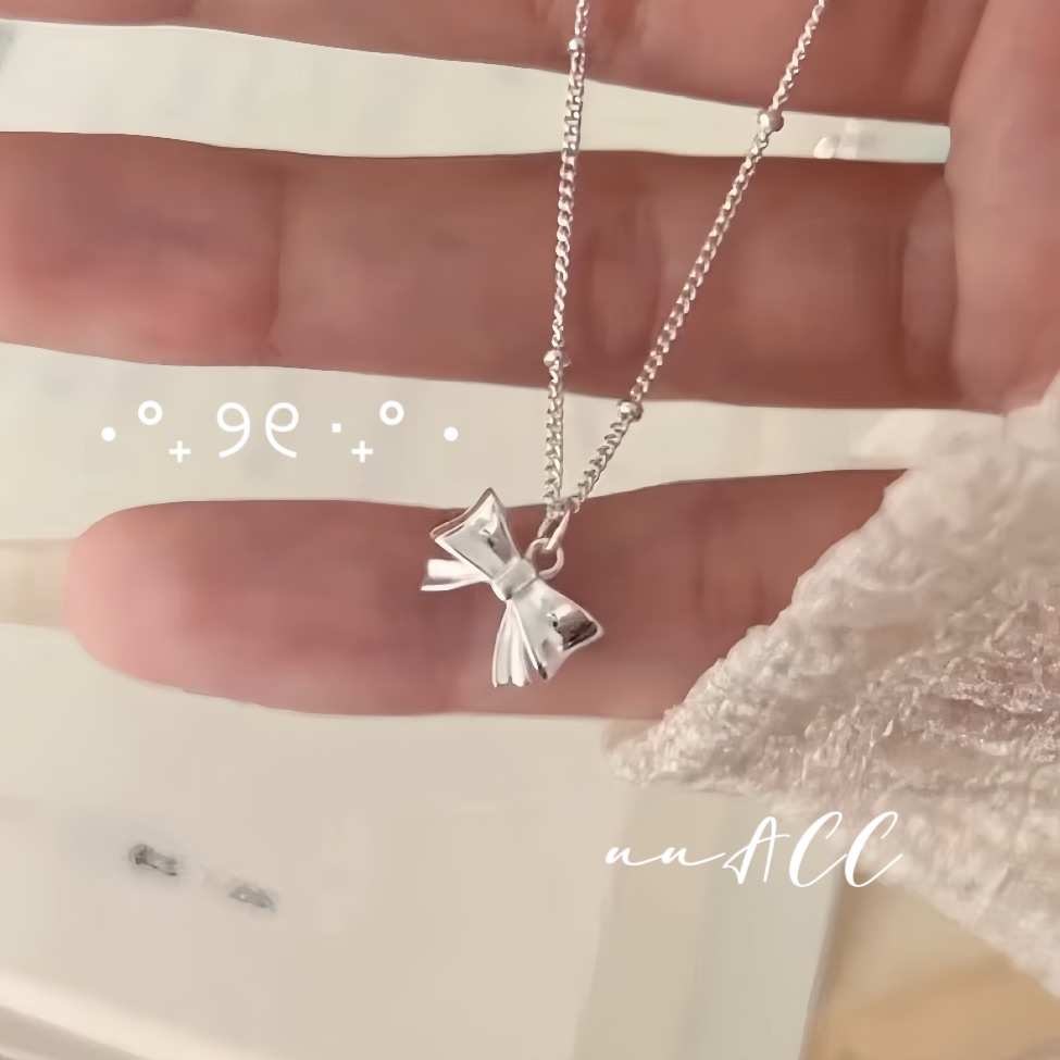 純銀蝴蝶結銀珠項鍊