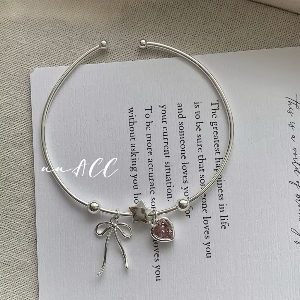 純銀怦然心動粉鑽手環