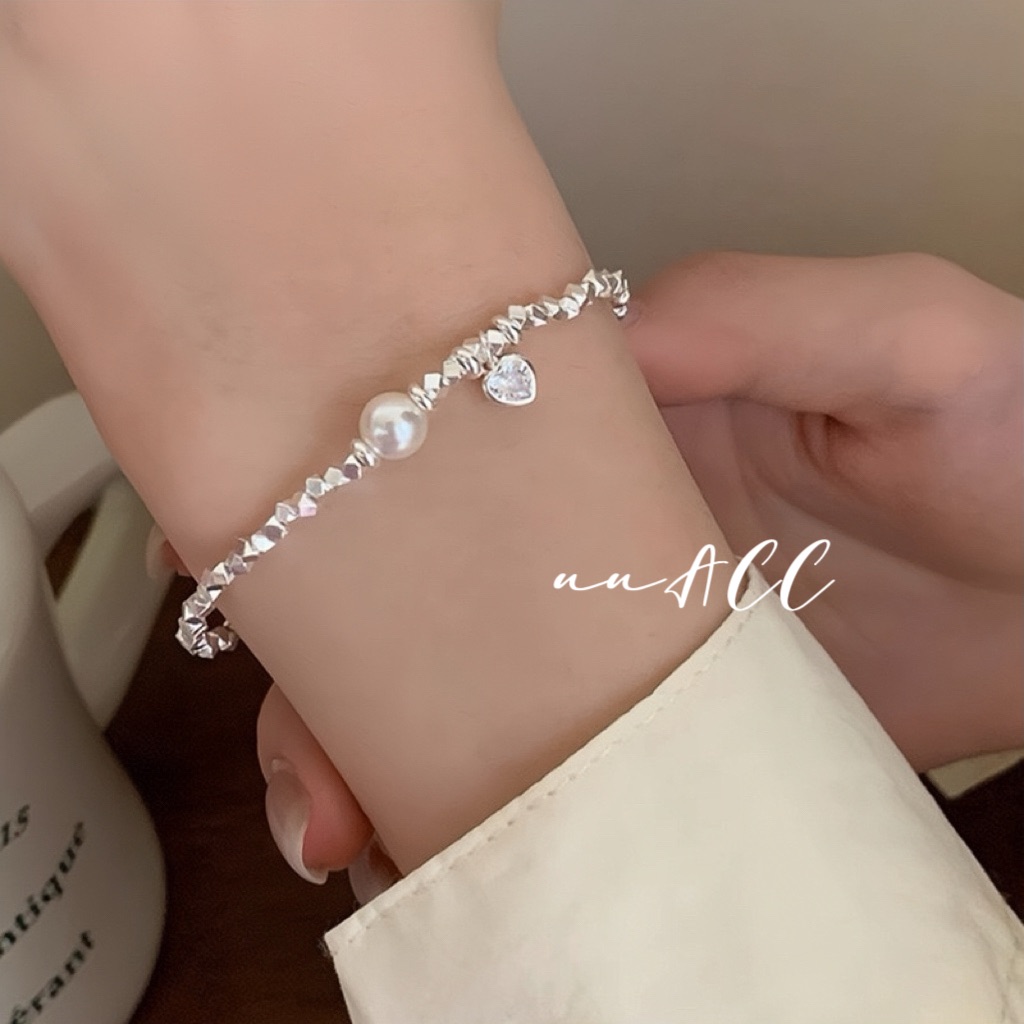 S925愛心白鑽珍珠鍊