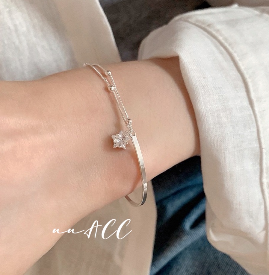 純銀星鑽拼接手鍊