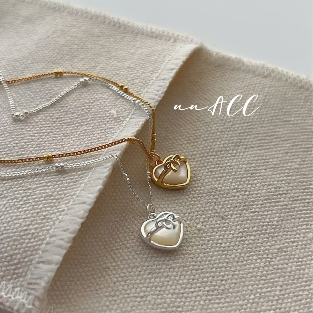 純銀 天然月光石鎖心項鍊