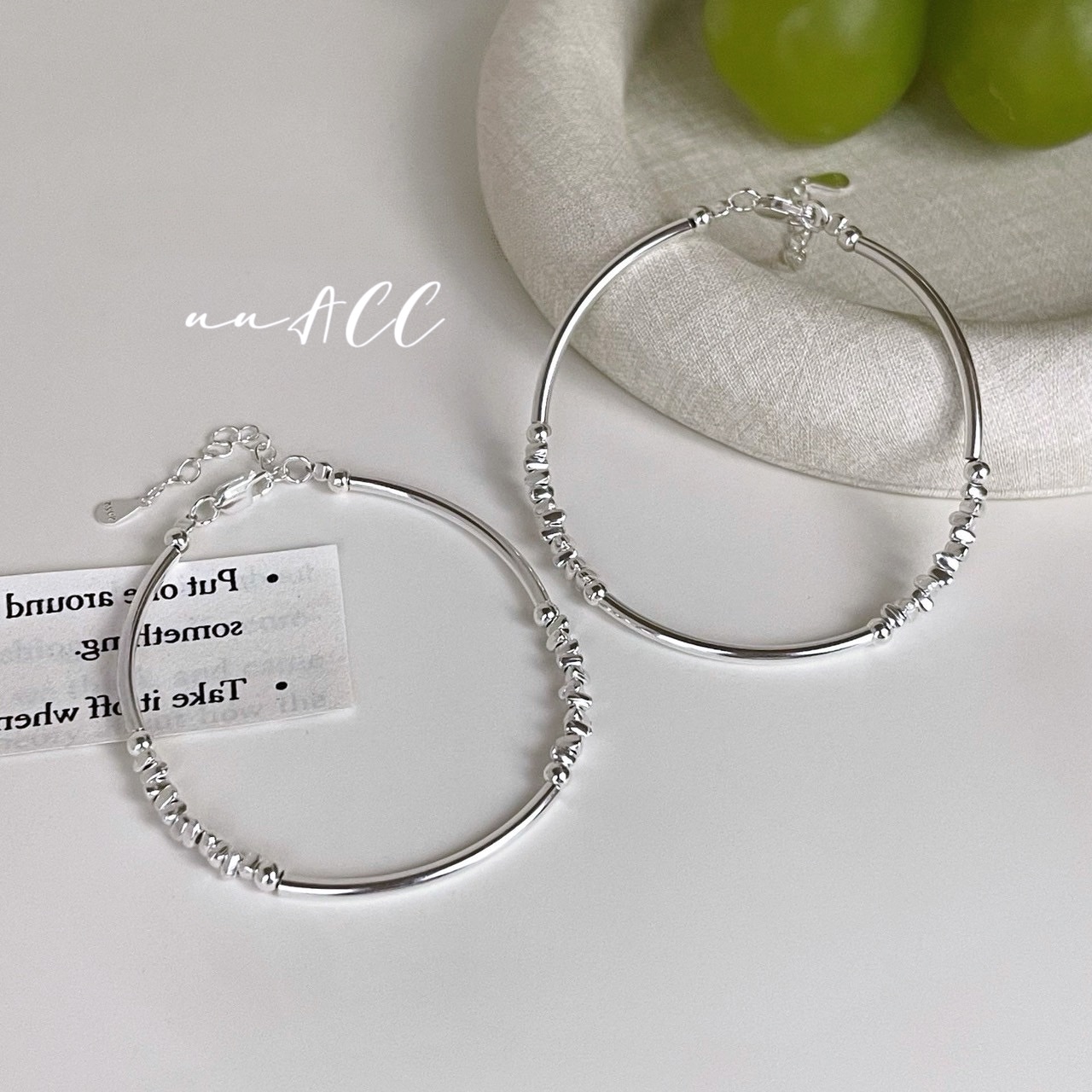 純銀韓系碎銀管手環