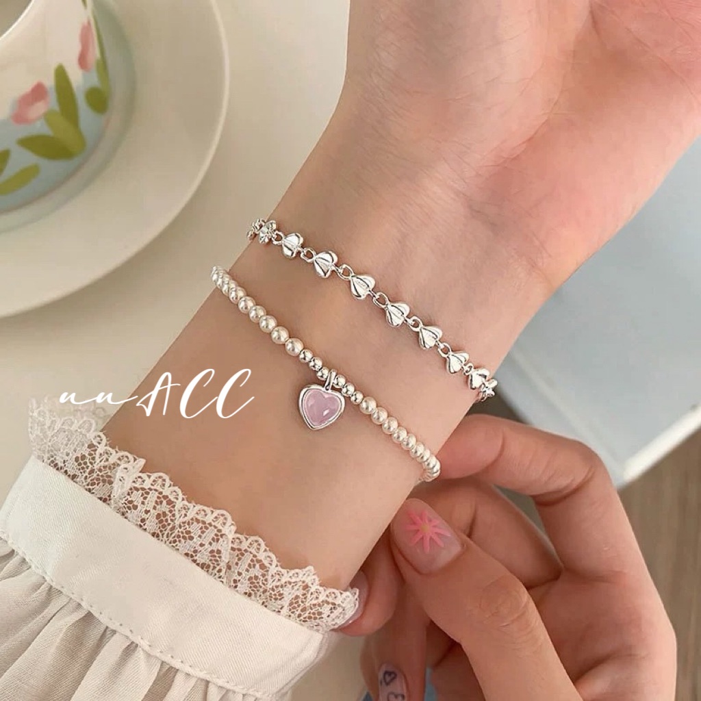 正韓純銀粉心珍珠手鏈🇰🇷