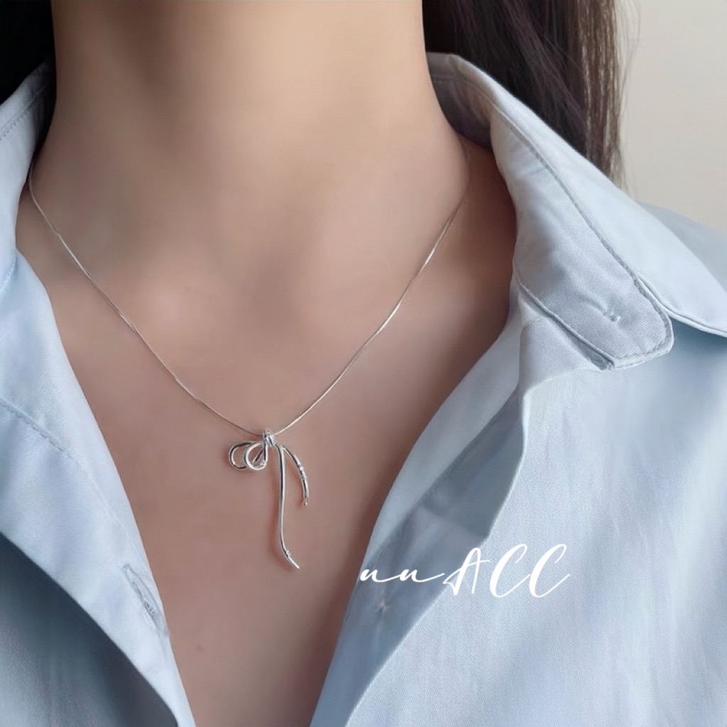 正韓純銀飄帶蝴蝶結項鍊🇰🇷