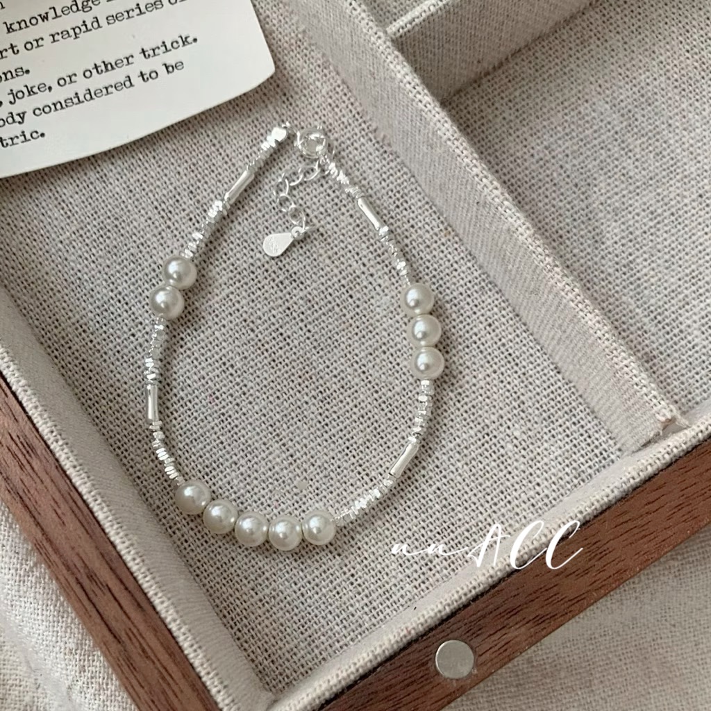 純銀韓系珍珠碎銀手鏈