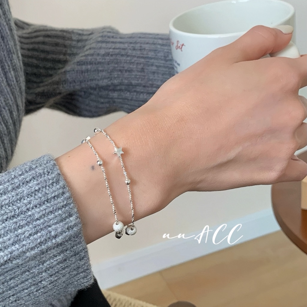 正韓純銀磨砂圓珠星星雙層鍊🇰🇷