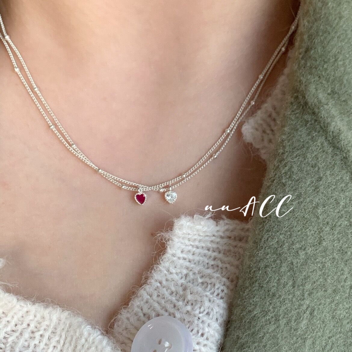 純銀安琪拉紅寶石愛心項鍊