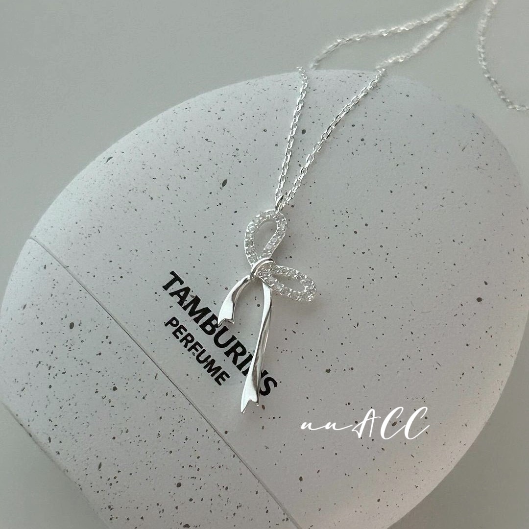 純銀飄帶鑽石項鍊