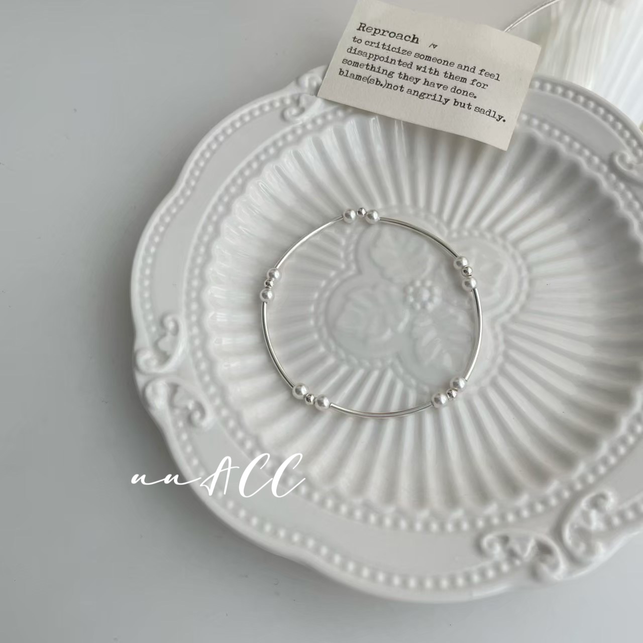 純銀珍珠銀管手環