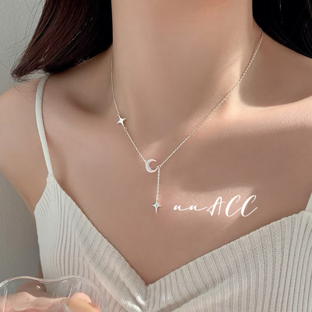 S925磨砂月亮星空項鍊