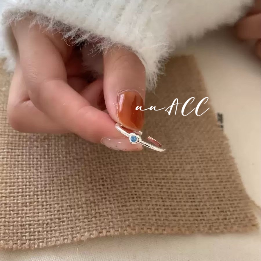 純銀迷你海藍寶開口戒