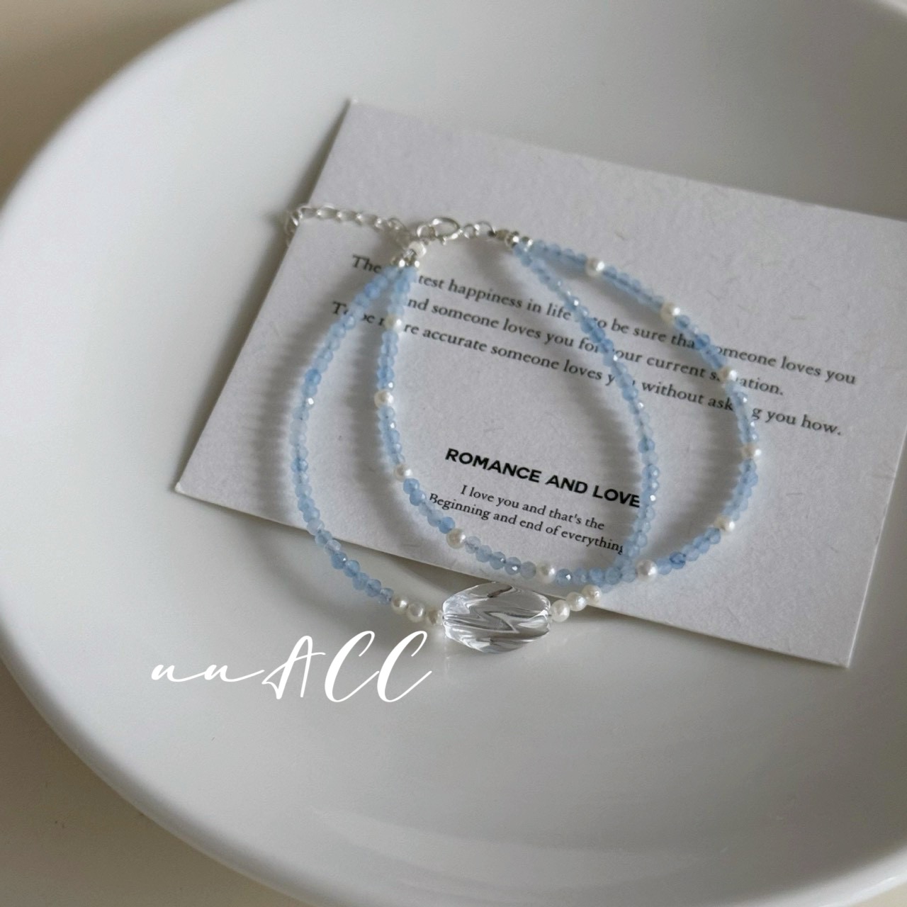 純銀藍珠雙層手鏈