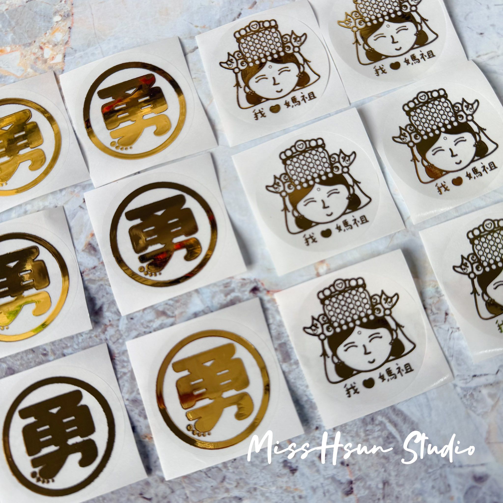 圓形勇/媽祖燙金貼紙