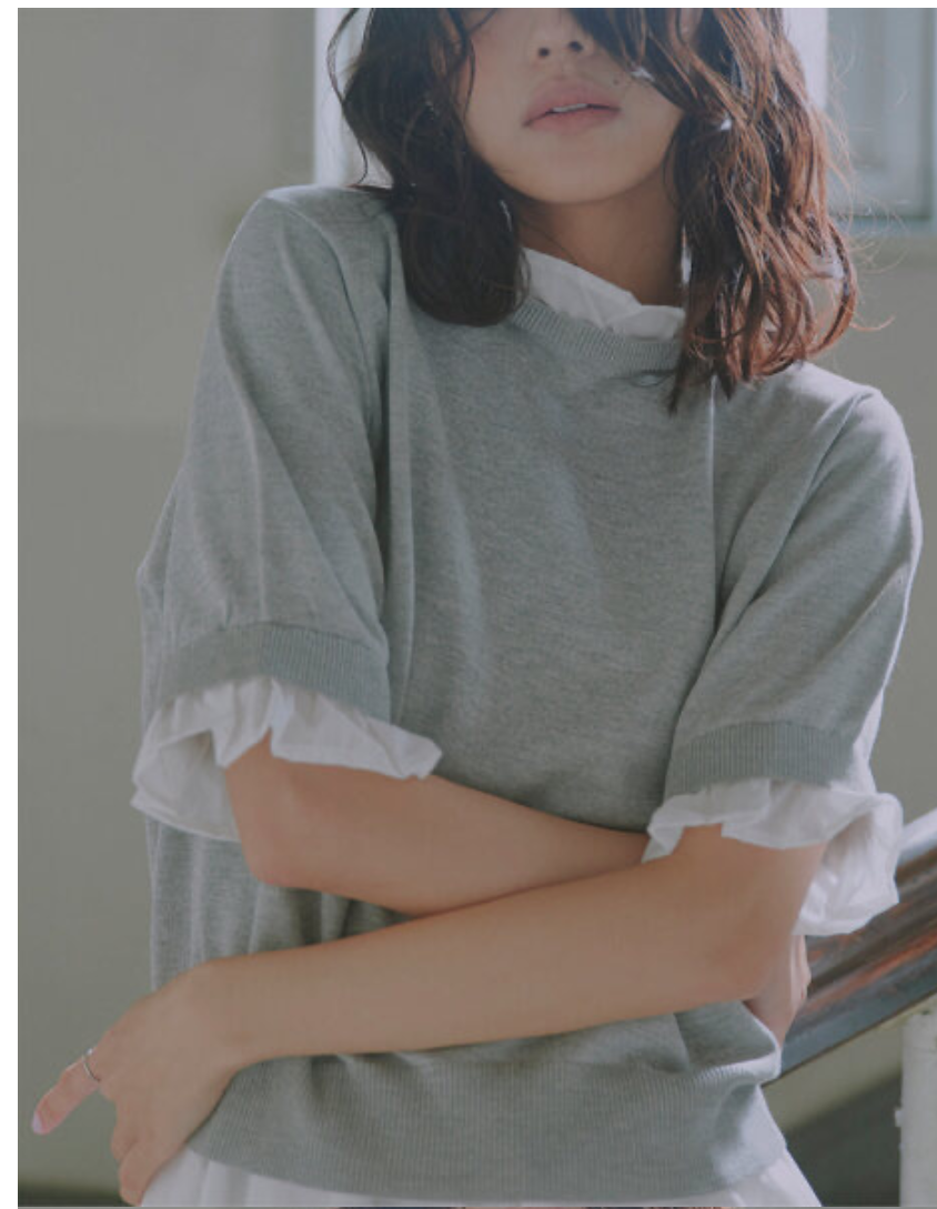 桃莉琪*moki*單品!!日系波浪花邊拼接短袖針織上衣-現貨
