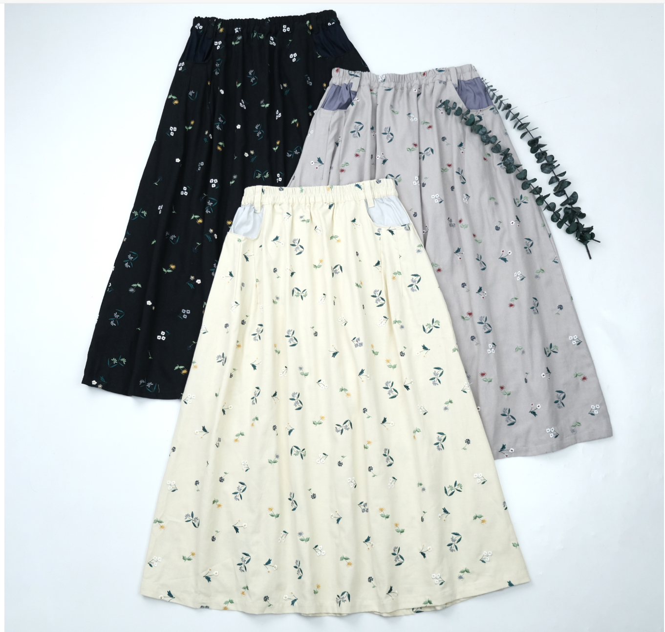 桃莉琪*moki*單品!!春日暖陽刺繡花朵森林系長裙-米白現貨
