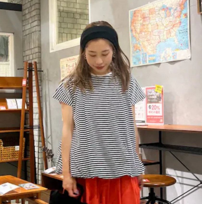 桃莉琪*moki*單品!!日系立體空氣感A字條紋圓領短袖T-現貨