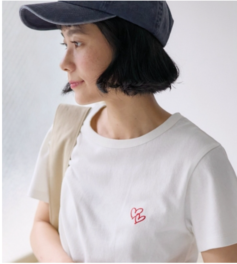 桃莉琪*moki*單品!!日系簡約刺繡雙愛心短袖圓領合身T-現貨