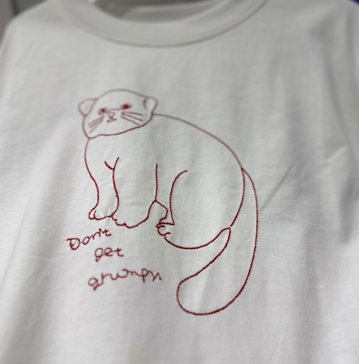 桃莉琪*moki*單品!!日系刺繡貓咪素色短袖T-白色現貨