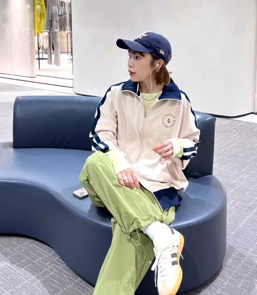 桃莉琪*moki*單品!!日系休閒風雙邊拉鍊立領翻領拼色運動外套-現貨