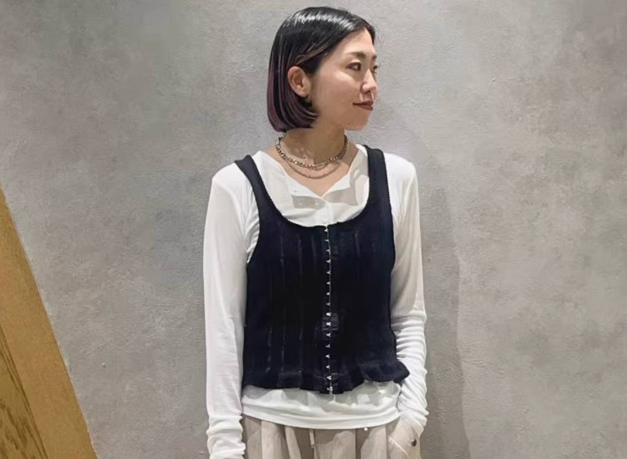 桃莉琪*moki*日系時尚外搭造型彈性針織馬甲背心-現貨