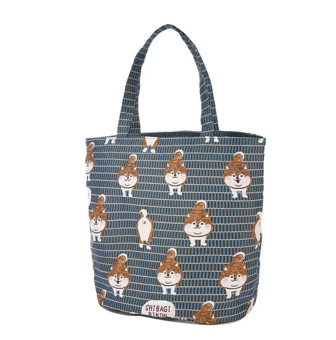 桃莉琪*moki*單品!!日系超可愛萌犬刺繡提包肩背方包-藍底色現貨