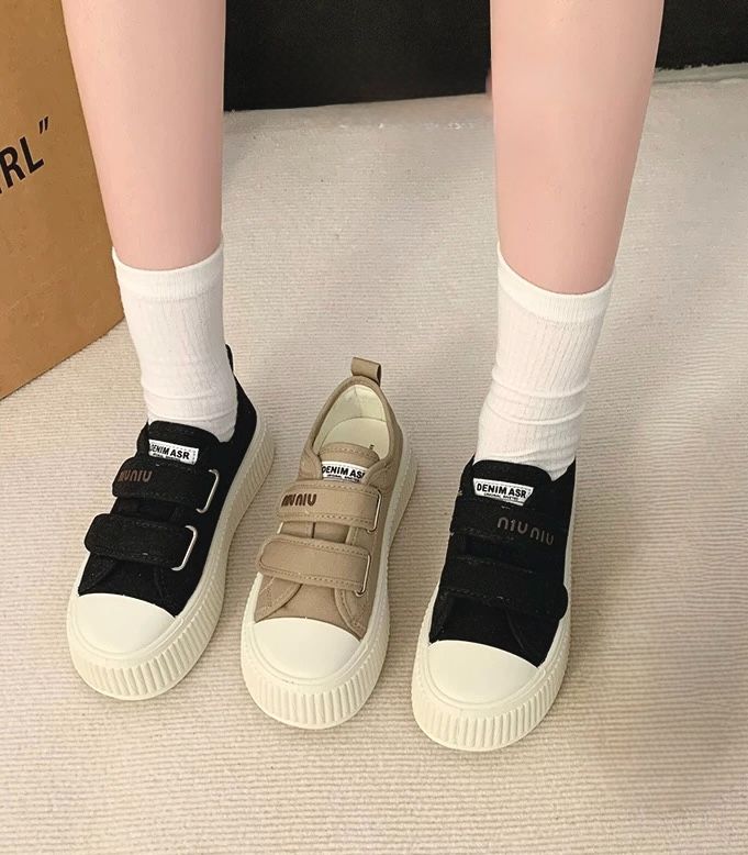 205 百搭不敗款 雙帶魔鬼氈 圓頭 厚底鞋 餅乾鞋 帆布鞋 休閒鞋