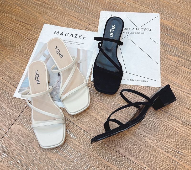 291 MIT設計 簡約純色一字細帶 低跟鞋 涼拖鞋