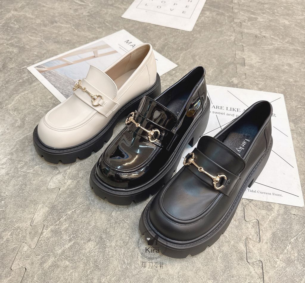 956 MIT 百搭爆款 馬銜扣圓頭復古英倫風 個性鋸齒 厚底樂福鞋 鬆糕鞋 鋸齒鞋 黑皮鞋 學生鞋