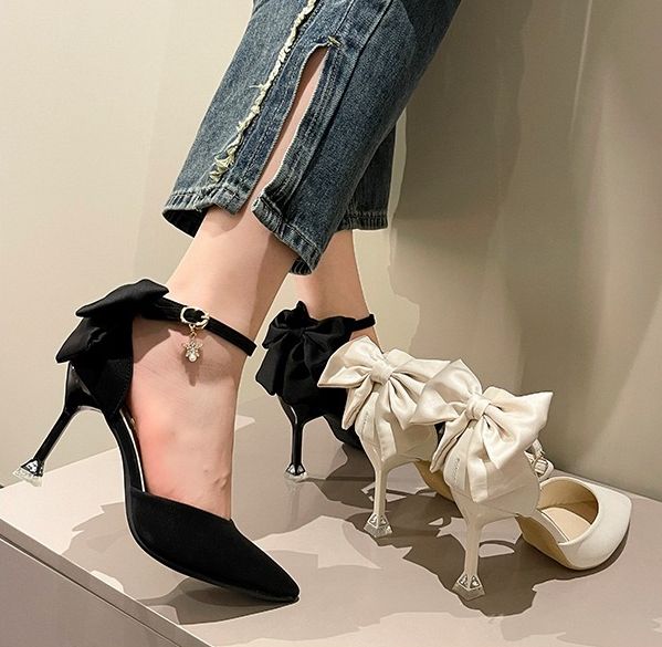 8239韓風蝴蝶結細跟高跟鞋 婚鞋 伴娘鞋 洋裝禮服搭配 網美同款鞋